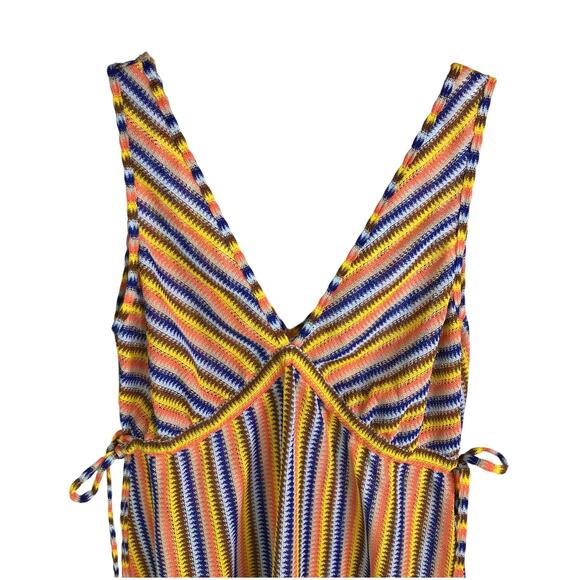 Lulifami Dress Womens Size XS Multi Color V-Neck / Back‎ Cover Up Tie Side Retro - Picture 2 of 9